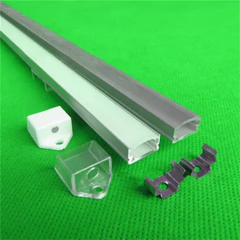 10-40pcs 1m 40inch perfil de alumínio para a tira conduzida,leitoso/tampa transparente de 12mm 5050 5630 tira com acessórios