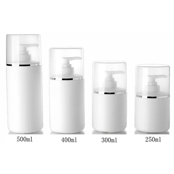 10PCS 250ML/300ML//400/500 ml Branco Vazio PE Forma cilíndrica Shampoo Garrafas de Plástico Bomba de Loção Cosmética Recipiente Frasco de Loção
