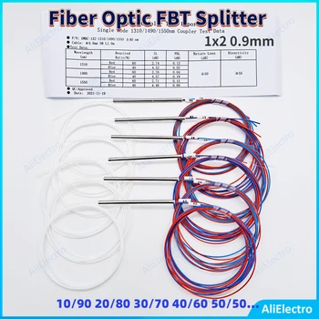 10pcs de Fibra Óptica FBT Divisor 10/90 20/80 30/70 40/60 50/50 Vários Tipos 1x2 0,9 mm, Assimétrica Acoplador Sem Conectores