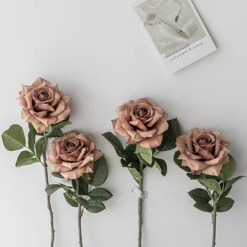 10pcs de Seda Rosa Flor de Simulação de Flores Artificiais de Casamento Decoração de Casa, Cozinha, Decoração de Festa de Palco Adereços Falso Flore