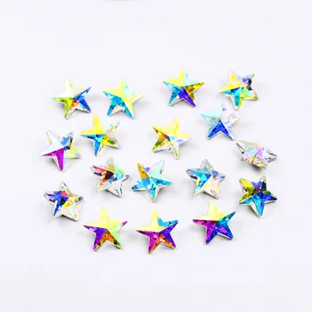10Pcs Estrela de Cinco Pontas Rhinestones da Arte do Prego Colorido Estrela de Cinco pontas Encantos do Prego de DIY Nail Art de Fornecimento de Acessórios