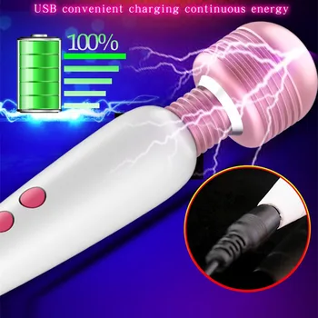 12 Speed USB Vibrador Vibrador Varinha Mágica Estimulador de Clitóris Vagina G-Spot Massageador Vibrador Brinquedos Sexuais para Mulheres Adultos Masturbador