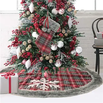 120cm Xadrez Árvore de Natal Saia de Pano, Tapetes de sala em Carpete de Almofada de Natal Festa Enfeite de Decoração de Casa U3