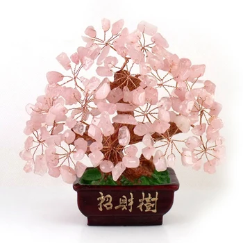 150mm natural de cristal de artesanato árvore , de sorte feng shui árvore, como o mascote, trazer riqueza e tesouro fortuna árvore rosa