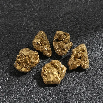 1Pc Natural Eletrodeposição de Ouro Cristal Cluster de Titânio Geode Cluster de DIY, Decoração em Pedra Mineral Materiais da Jóia Fazer Presente Ofício