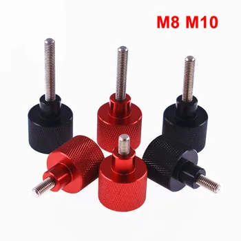 1PCS M8 M10 Preto e Vermelho de Aperto Parafusos de Liga de Alumínio de Ajustar o Passo a Mão do Comprimento do Parafuso, 10-100mm
