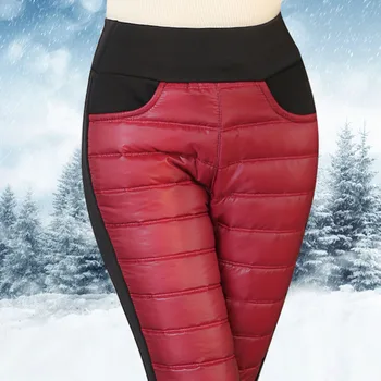 2022 de Inverno, Mantenha Quente Calças das Mulheres Calças de Moda Cintura Elástica Engrossar Quente Calças de Cintura Alta para Baixo de Calças de Algodão Feminino