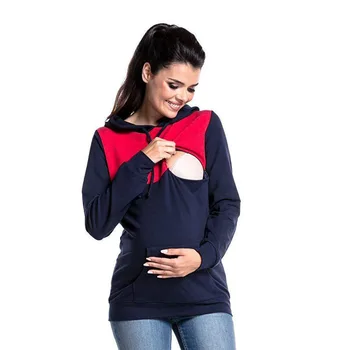 2022 Maternidade Tops Coloridos Amamentação T-Shirts Gravidez de Mulheres de Enfermagem Tops Casual, Moletons com Capuz