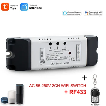 2CH wi-Fi Módulo Switch 2 Gangue de acesso Wi-Fi gratuito DIY Smart Switch 220V 230V 85-250V APLICATIVO de Voz, Controle Remoto Inteligente Trabalhos de Casa Com Alexa