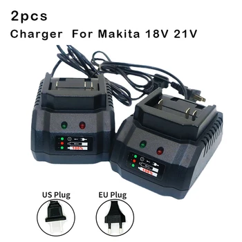 2pcs 18V 21V Carregador de Bateria Adequados Para Makita Ferramentas UE/EUA Plug de Alimentação Ferramenta Portátil de Alta Quanlity Inteligente Rápido do Li-íon de Carga