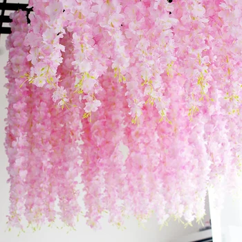 30cm Artificial de Cereja em Flor Flores de Videira Casamento Garland Orquídeas Ivy Decoração Falso Flores para a Festa de Decoração de Casa de Seqüência de caracteres
