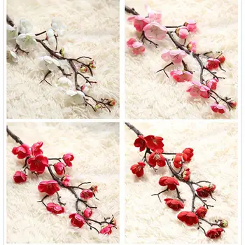 4 Cores De Flores Artificiais Chinês Ameixa Cereja Floresce De Flores De Seda Sakura Galhos De Árvores Casa Decoração Do Casamento