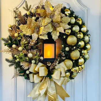 40cm x 30cm Guirlanda de Natal de Ouro da Porta Pendurar Enfeites De Decoração Virgem maria Decoração Home Cristo Christma E7f6