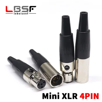 4pin Mini XLR Aviação Conector Fêmea, Liga do Zinco+pinos de cobre , para MIC Microfone de Áudio Conexão de Vídeo