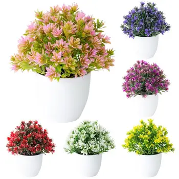 50%HOTArtificial Flores Realista Simulado Plásticas Artificiais em Vasos de Flores para a Decoração Home