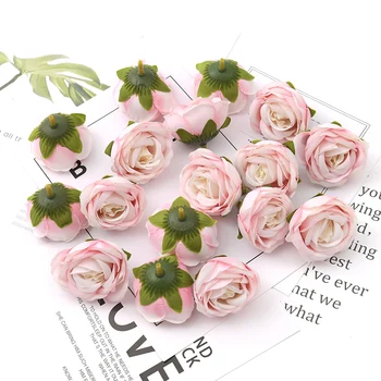 5PCS/4cm Primavera bud cor-de-Rosa Rose Bud Artificiais de Seda Cabeças de Flores Decoração do Casamento de DIY Coroa de Scrapbooking Artesanal Falso Flores
