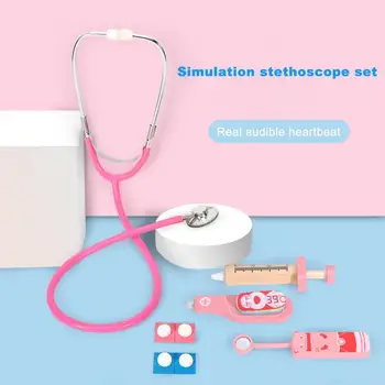 5Pcs/Alto Simulado Mini Médico Brinquedo Educativo Ajustável Resistente Anti-impacto Estetoscópio Médico Kit de Brinquedo para as Crianças 2021