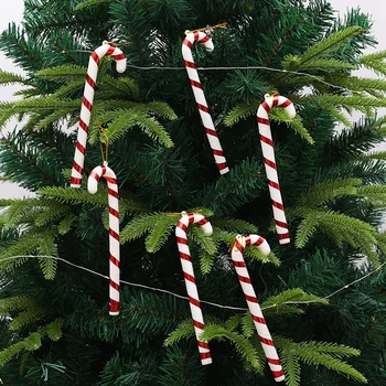 6 pcs Doces de Natal de Cana-de-Decoração da Árvore de Pingente Festa de Ano Novo da Família Toy s ornamentos Presentes