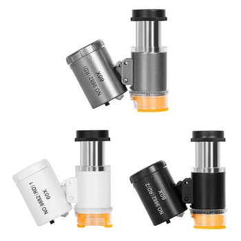 60x Portátil lente de aumento com Luz LED Lâmpada UV para a Jóia Jóia Moeda Carimbo de Rock Relógio Antigo de Detecção de Verificador de Microscópio