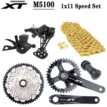 7 Kits de M5100 1x11 Velocidade do Conjunto Moto Shifter dropouts XT Manivela VG Corrente de Ouro Cassete 46T 50T 52T 11V MTB Bicicleta Grupo