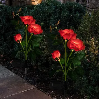 73 Jardim Solar Exterior Impermeável Luzes Led Solar Artificail Flor de Rosa Luzes da Noite para o Casamento/Via/canteiro de flores/Jardim Decoração