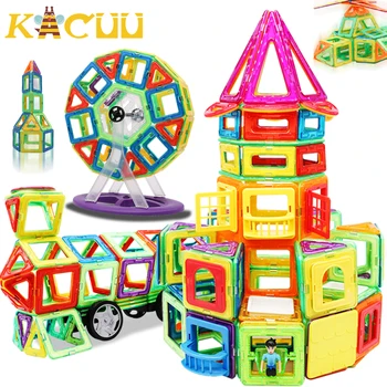 82pcs Tamanho Grande Magnético Blocos de Construção do Triângulo Quadrado Construtor de Tijolo Designer Iluminar Magnético de Brinquedos Para Crianças de Presente