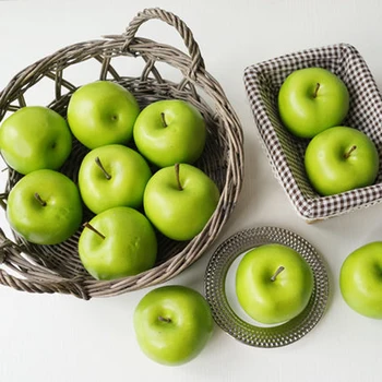 8pcs 8cm artificial de frutas de Plástico Falso Fruto artificial de maçã verde&artificial de plástico falso, simulado de maçã verde