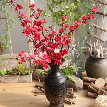 93 CM Grande Ameixa Cereja floresce de Seda, flores Artificiais de plástico tronco da árvore de Sakura ramo mesa de Casa de Decoração de Casamento, Decoração de Grande