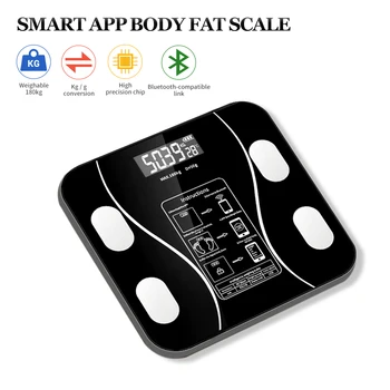 A Gordura corporal Escala Smart Digital sem Fio de casa de Banho Balança Analisador de Composição do Corpo Com um Aplicativo de Smartphone compatível com Bluetooth