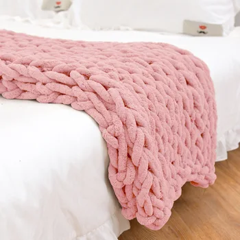a Moda de alta qualidade Mão de Chenille de Malha de Lã do Cobertor Grosso de Fios Sofá Colcha Office Wearable Consolador Cobertores de Inverno