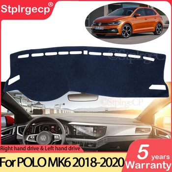 a Volkswagen VW POLO MK6 2018 2019 2020 Esteira antiderrapante Tampa do Painel de controle Pad-Sol Dashmat Proteger Tapete Traço de Acessórios para carros
