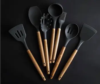 Alta qualidade 8pcs utensílios de cozinha de silicone de cozedura definido conjunto de ferramentas