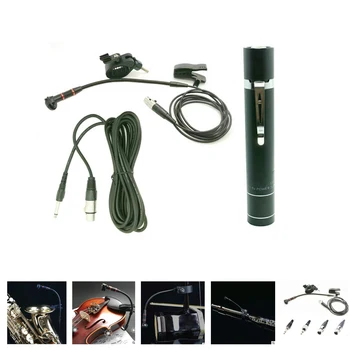 Alta Qualidade Saxo Microfone com Fonte de Alimentação, Microfone para Saxofone, violino, instrumento flauta cabaça Instrumento ligar ao Amplificador do Misturador