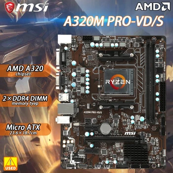 AM4 placa-Mãe Suporta processadores AMD RYZEN CPU MSI A320M PRO-VD/S Adota AMD A320 Chipset Soquete AM4 7º DDR4 PCI-E 3.0 Micro ATX
