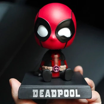 Anime Marvel, Deadpool 12cm Figura Deadpool Decoração do Carro, Balançando a Cabeça da Boneca área de Trabalho do Office Bobble Heads Ação