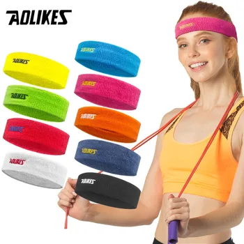 AOLIKES 1PCS de Algodão de Alta Qualidade Suor Cabeça Para os Homens Sweatband mulheres Yoga Faixas de Cabelo da Cabeça de Bandas de Suor Segurança de Esportes
