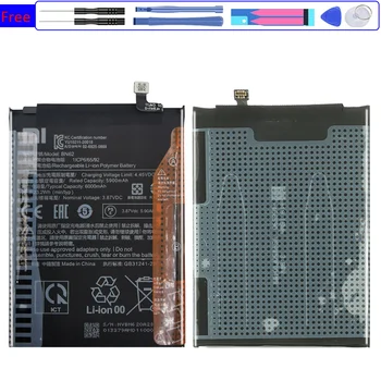 Bateria BN62 BN 62 6000mAh Para Xiaomi Redmi Nota 9 4G 9T Substituição de Baterias Bateria + Ferramentas