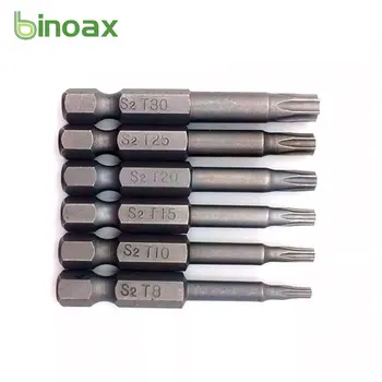 Binoax 6 pcs 50mm Magnético Torx Bits de chave de Fenda 1/4