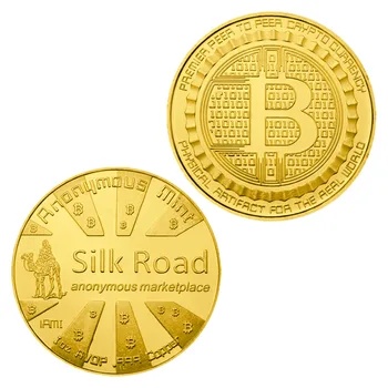 Bitcoin Banhado a Ouro de Criptografia de Moeda rota da Seda Bitcoin Física Cryptocurrency Coleção de Lembranças e Presentes Moeda Comemorativa