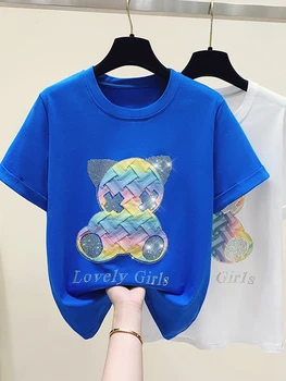 BOBOKATEER de Moda de T-shirt Femme T-Shirt das Mulheres Tops de Manga Curta Mulher Camisetas de Algodão T-shirty Damskie Camisetas De Mujer 2022