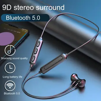 BT95 sem Fio Bluetooth compatível 5.0 Fone de ouvido Decote Magnético IPX5 Fones de ouvido com Microfone de Esportes 9D Música de Som Fones de ouvido Auricular