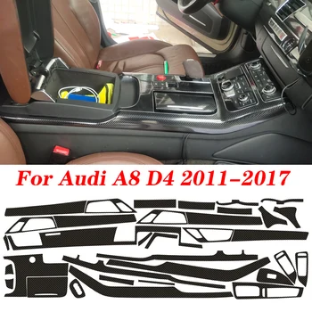 Carro-Estilo 3D 5D Fibra de Carbono Interior do Carro do Centro da Consola de Mudança de Cor de Molde Adesivo Decalques Para Audi A8 D4 2011-2017