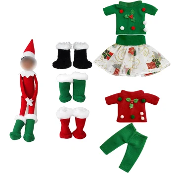 Christmas Elf Roupas de Boneca 3Pcs Botas Saia com o Terno de Lafanfan Saia Kawaii Acessórios de Brinquedos de Presente de Aniversário (Roupas Apenas)
