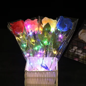 Colorido Luminoso Rosa Artificial DIODO emissor de Luz da Flor sem igual, Presentes Casa Decoração Sala de estar Falso, Flores Dia dos Namorados Presente