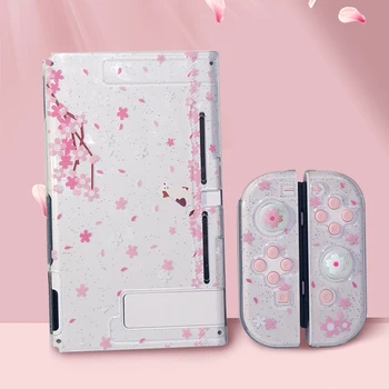 Cor-de-rosa Sakura TPU Macio Shell Tampa de Protecção Encaixáveis Joypad Controlador de Pele Shell Case Para Nintendo Interruptor Jogo de Acessórios
