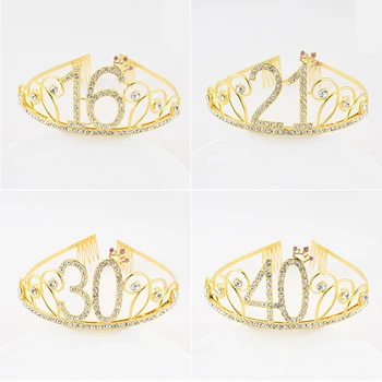 Coroa de Metal Cabeça Princesa Hairband Aniversário Tiara de Decoração de Casamento, as Mulheres da Festa de Aniversário de Decorações 16 18 21 30 40