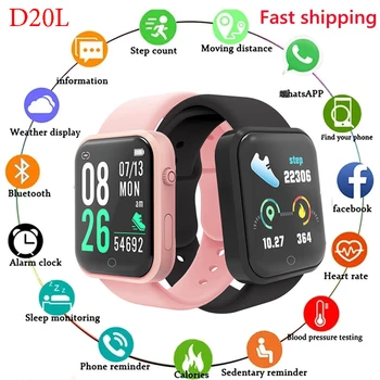 D20L Bluetooth Smart Watch Homens Mulheres Pressão Arterial Monitor de frequência Cardíaca Esporte Impermeável Smartwatch de Fitness Tracker PK D20 Y68