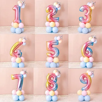 De 32 Polegadas Colorido papel de Alumínio Digital Balões para festas Kit para Crianças de Aniversário, Festa de Casamento Decoração