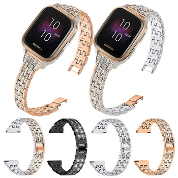 Diamante faixa de relógio de metal para Garmin Venu Sq/Músicas smart watch para Garmin Vivomove HR cinta para Garmin Venu 2 + Pulseira.