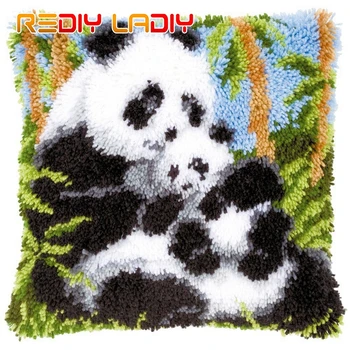 DIY Trava do Gancho Almofada de Kits de Panda capa de Almofada Crochê Artesanato Acrílico Fio para Bordado Sofá-Cama Capa de Almofada a Decoração Home